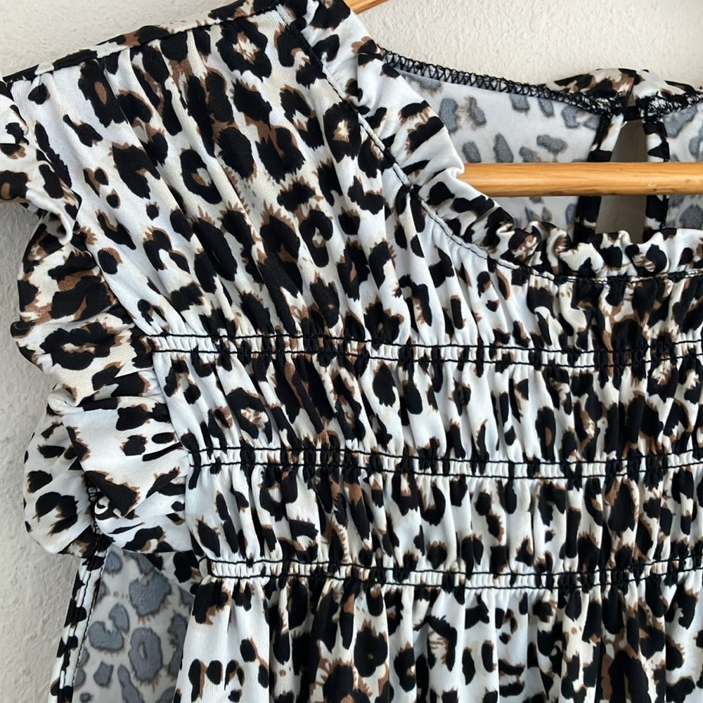 Leopard Print Ruffle Sleeve Top - Picture 2 of 6